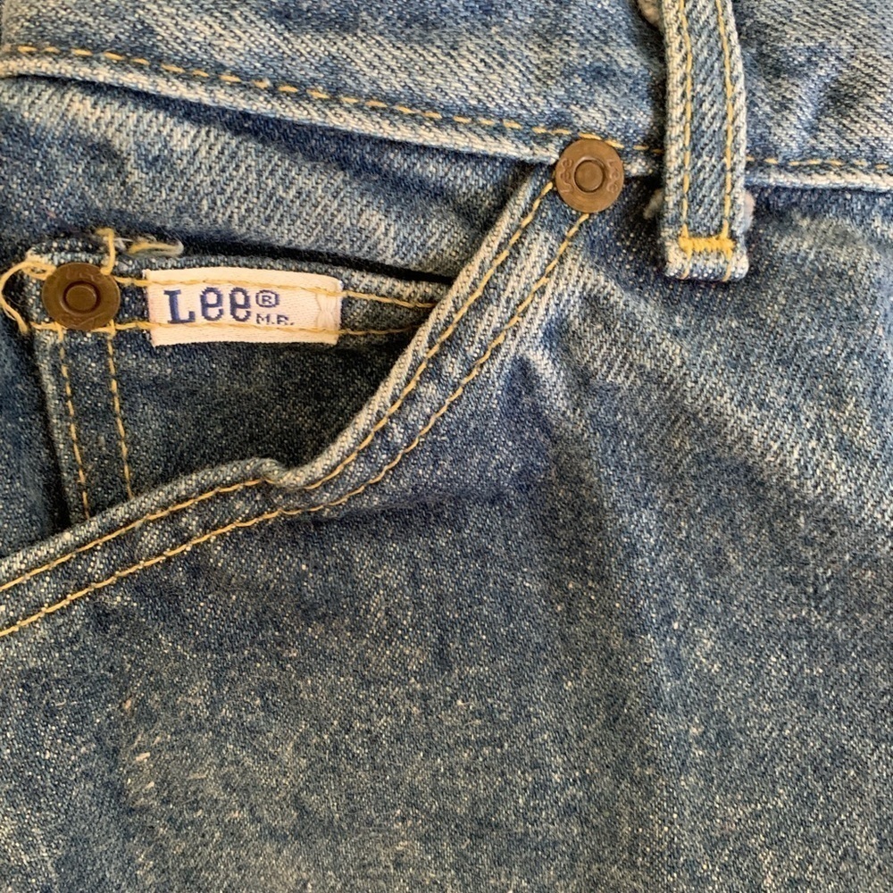 VINTAGE LEE BLUE JEANS WIDE THIGH STRAIGHT LEG 80S SCHOOL 15 MEDIUM MOMCORE - Picture 4 of 11